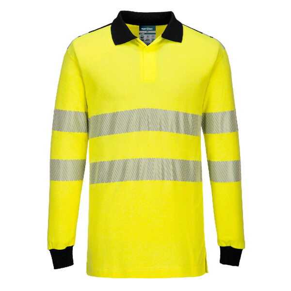 PW3 Modaflame Knit Hi-Vis FR Long Sleeve Polo Shirt Thumbnail